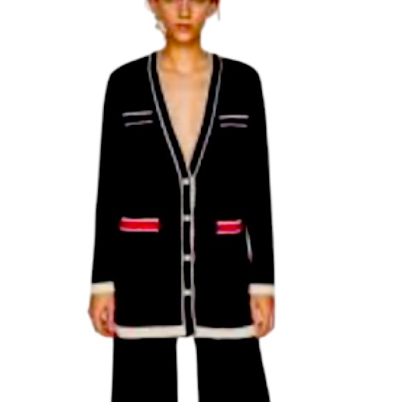 NWOT Zara Knitted Color Block Long Sleeve Bottom Up Cardigan Size L - Picture 1 of 14